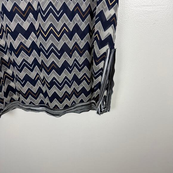 Missoni Sport Blue White Sheer Zig Zag Tunic Dress Sleeveless V-Neck 40 US 4 - Picture 10 of 11
